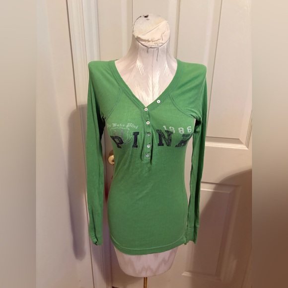 PINK Victoria's Secret Green Top with Pink Label size M - Picture 1 of 10